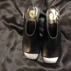 Vince Camuto Elegant Black Peep-Toe Heels